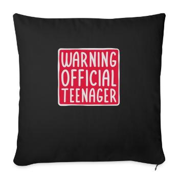 avertissement citation officielle d’adolescent - Housse de coussin décorative 45 x 45 cm - noir - Devant
