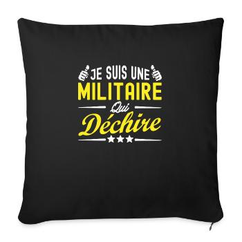 militaire qui déchire / cadeau femme militaire - Housse de coussin décorative 45 x 45 cm - noir - Devant