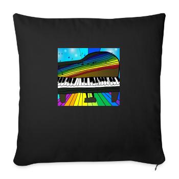 Piano sur arc-en-ciel - Housse de coussin décorative 45 x 45 cm - noir - Devant