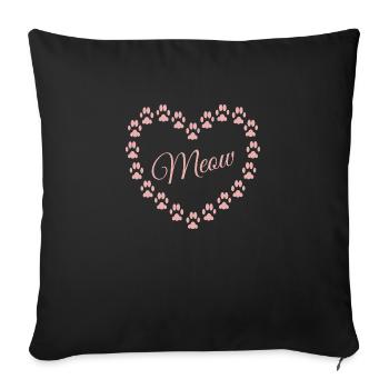Amour de chat - Housse de coussin décorative 45 x 45 cm - noir - Devant