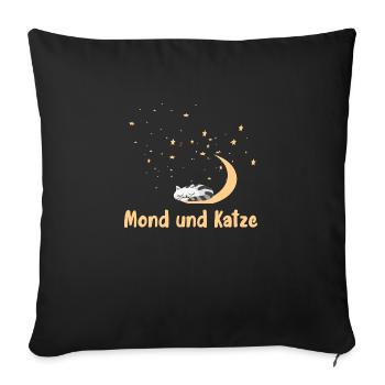 Moon and Cat - Sofa pillowcase 17,3'' x 17,3'' (45 x 45 cm) - black - Front