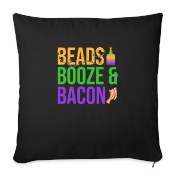 Beads Booze & Bacon Mardi Gras Party - Sofa pillowcase 17,3'' x 17,3'' (45 x 45 cm) - black - Front