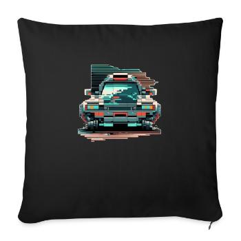 Avant d’une voiture dans un style 8 bits pixélisé - Housse de coussin décorative 45 x 45 cm - noir - Devant