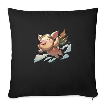 Noka le cochon volant - Housse de coussin décorative 45 x 45 cm - noir - Devant