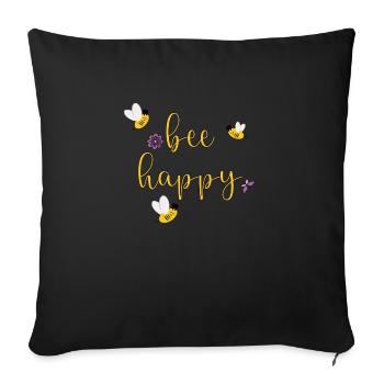 bee happy - Sofa pillowcase 17,3'' x 17,3'' (45 x 45 cm) - black - Front