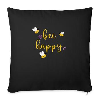 bee happy - Sofa pillowcase 17,3'' x 17,3'' (45 x 45 cm) - black - Front