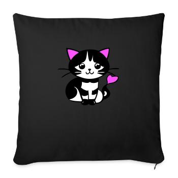 Cute cat in the comic strip - Sofa pillowcase 17,3'' x 17,3'' (45 x 45 cm) - black - Front