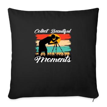 Collectionnez les beaux moments - Housse de coussin décorative 45 x 45 cm - noir - Devant