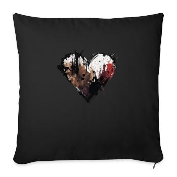 Gouttes de couleur de cœur colorées - Housse de coussin décorative 45 x 45 cm - noir - Devant