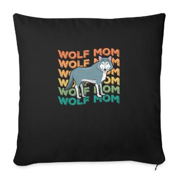Wolf mom - Sofa pillowcase 17,3'' x 17,3'' (45 x 45 cm) - black - Front