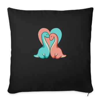 Cute Dino Couple, Dinosaur Love, Long Neck - Sofa pillowcase 17,3'' x 17,3'' (45 x 45 cm) - black - Front