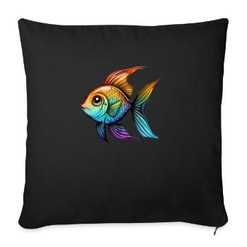 Fish Rainbow Drawing - Sofa pillowcase 17,3'' x 17,3'' (45 x 45 cm) - black - Front