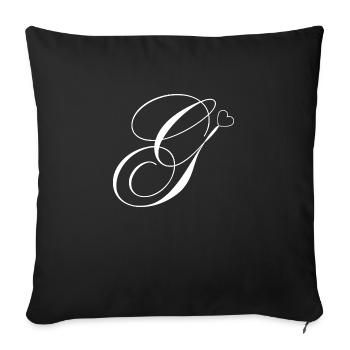 Lettre g calligraphie cœur - Housse de coussin décorative 45 x 45 cm - noir - Devant