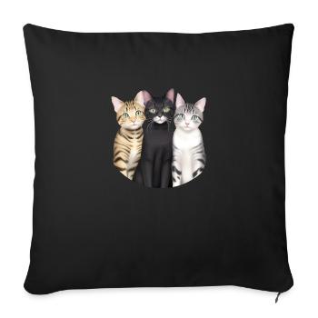 3 cute cats - Sofa pillowcase 17,3'' x 17,3'' (45 x 45 cm) - black - Front