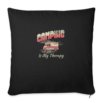 Camping Is My Therapy - Sofa pillowcase 17,3'' x 17,3'' (45 x 45 cm) - black - Front