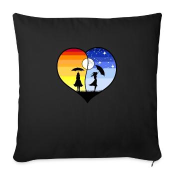 COEUR YING YANG - Housse de coussin décorative 45 x 45 cm - noir - Devant