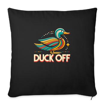 Duck Hunter Pun, Duck Off, Retro Waterfowl Duck - Sofakissenbezug 45 x 45 cm - Schwarz - Vorne