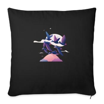 Birds above the Clouds (Dreamy Animals Collection) - Sofa pillowcase 17,3'' x 17,3'' (45 x 45 cm) - black - Front