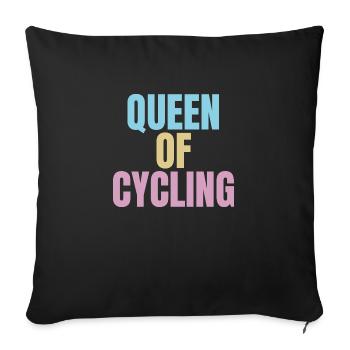 Colourful pastel cycling slogan, queen of cycling - Sofa pillowcase 17,3'' x 17,3'' (45 x 45 cm) - black - Front