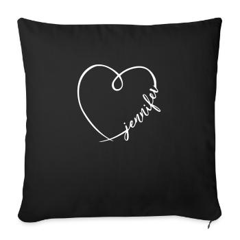 Jennifer Name Calligraphy Heart - Sofa pillowcase 17,3'' x 17,3'' (45 x 45 cm) - black - Front