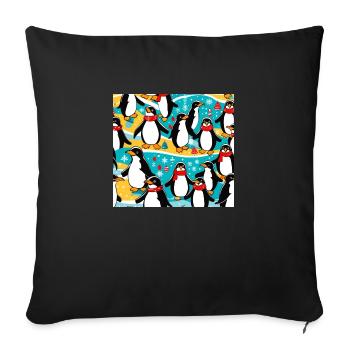 Pinguin Party - Sofakissenbezug 45 x 45 cm - Schwarz - Vorne