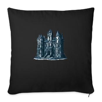 Mysterious abandoned castle with vineyards - Sofa pillowcase 17,3'' x 17,3'' (45 x 45 cm) - black - Front
