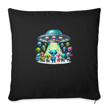 Aliens Marveling at a UFO - Sofa pillowcase 17,3'' x 17,3'' (45 x 45 cm) - black - Front