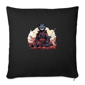 Japanische Kunst Katze Kawaii Anime - Sofakissenbezug 45 x 45 cm - Schwarz - Vorne
