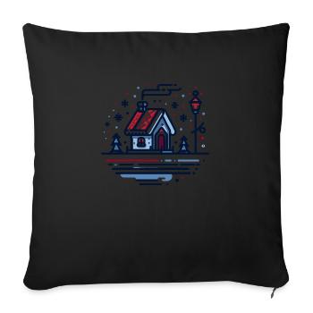 Chalet d’hiver confortable - Art du paysage enneigé - Housse de coussin décorative 45 x 45 cm - noir - Devant