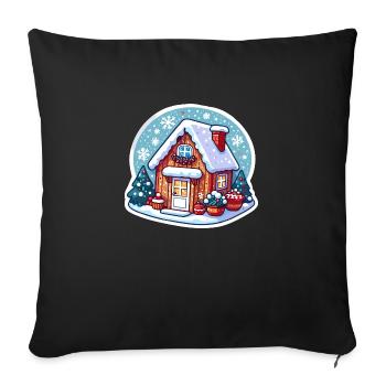 Chalet d’hiver confortable : art de vacances charmant - Housse de coussin décorative 45 x 45 cm - noir - Devant