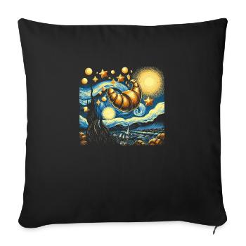 French Croissant Art - Funny Gift - Sofa pillowcase 17,3'' x 17,3'' (45 x 45 cm) - black - Front