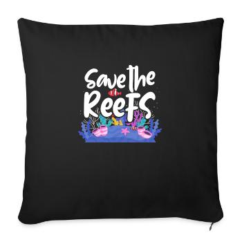 Sauvez les récifs Protection marine Plongée sous-marine - Housse de coussin décorative 45 x 45 cm - noir - Devant