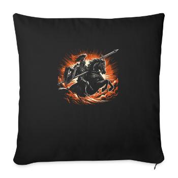 Chevalier en plein galop - Housse de coussin décorative 45 x 45 cm - noir - Devant