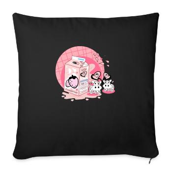 Strawberry Milkshake Carton Pink - Sofa pillowcase 17,3'' x 17,3'' (45 x 45 cm) - black - Front