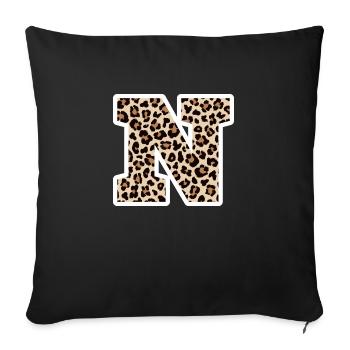 lettre N motif léopard -idée cadeau d’anniversaire - Housse de coussin décorative 45 x 45 cm - noir - Devant
