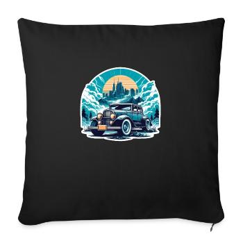 voiture vintage americaine et sportive - Housse de coussin décorative 45 x 45 cm - noir - Devant