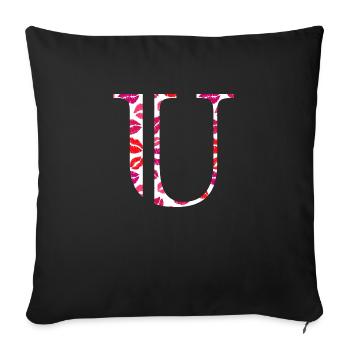 Lettre u bisous - Housse de coussin décorative 45 x 45 cm - noir - Devant