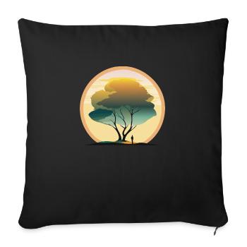 Radiance de l’aube : Arbre de l’éveil - Housse de coussin décorative 45 x 45 cm - noir - Devant