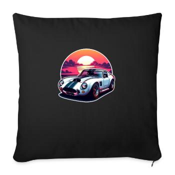 voiture vintage couché de soleil - Housse de coussin décorative 45 x 45 cm - noir - Devant