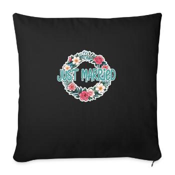 just married - pour mariage - Housse de coussin décorative 45 x 45 cm - noir - Devant