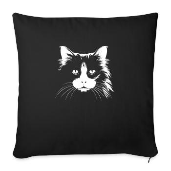 Cat, Cat Motif - Sofa pillowcase 17,3'' x 17,3'' (45 x 45 cm) - black - Front