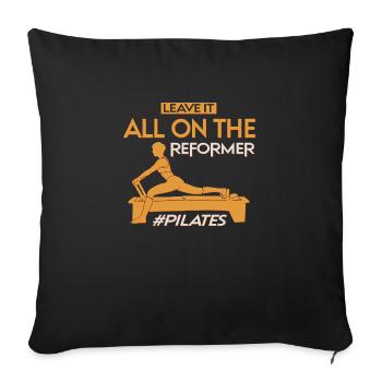 Laissez tout sur le motif Reformer Pilates - Housse de coussin décorative 45 x 45 cm - noir - Devant