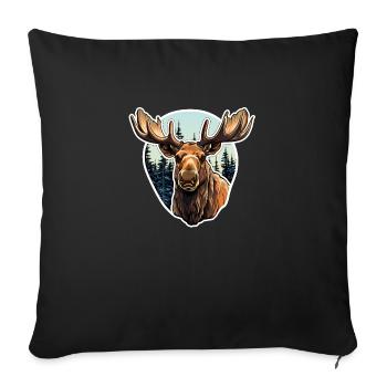 Orignal devant une forêt - Housse de coussin décorative 45 x 45 cm - noir - Devant