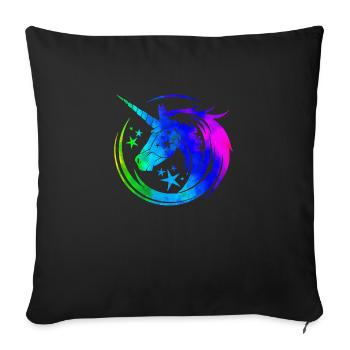 Unicorn cute Rainbow funny unicorns magic fantasy - Sofa pillowcase 17,3'' x 17,3'' (45 x 45 cm) - black - Front