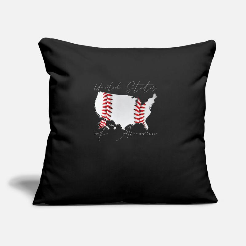 États-Unis | Vrai baseball | Script de carte Housse de coussin décorative 45 x 45 cm