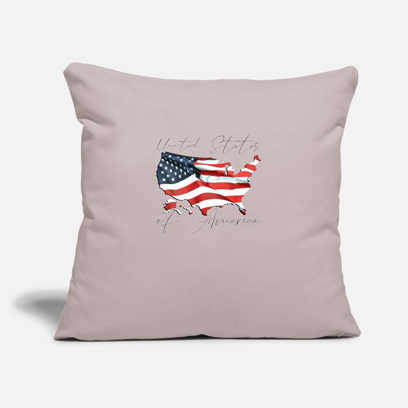 États-Unis | Drapeau réel | Flag Map Script Housse de coussin décorative 45 x 45 cm