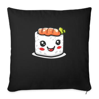 Bande dessinée de sushi sucré - Housse de coussin décorative 45 x 45 cm - noir - Devant
