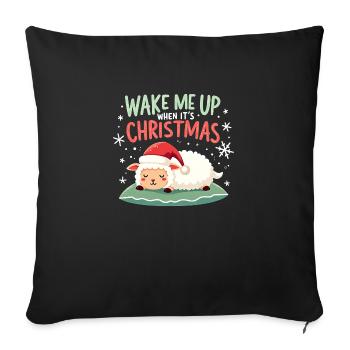 Wake me up when it's Christmas - sweet sheep - Sofa pillowcase 17,3'' x 17,3'' (45 x 45 cm) - black - Front