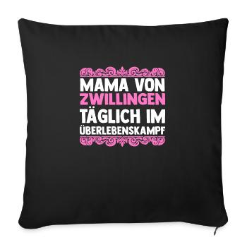 Mom of twins - Sofa pillowcase 17,3'' x 17,3'' (45 x 45 cm) - black - Front