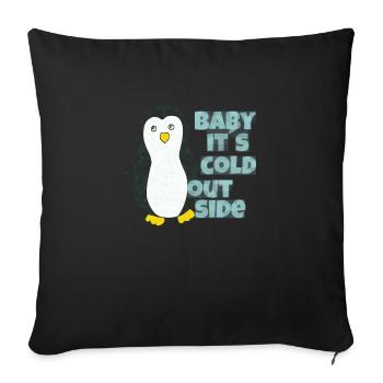 pinguin baby its cold outside - Sofakissenbezug 45 x 45 cm - Schwarz - Vorne